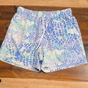 Silver Bait Size Small  Blue & Mint Patterned Drawstring Swim Shorts